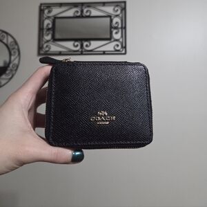 Coach Black Textured Leather Travel Jewelry Box